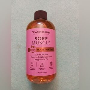 New York Biology Sore Muscle Massage Oil 8oz Made In USA, Natural Oil *No Pump*